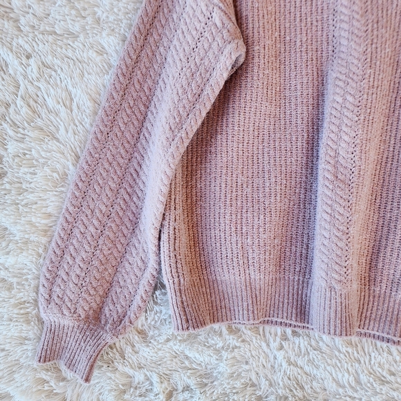 Tahari Wool Blend Blush Cable Knit Sweater - Picture 4 of 5